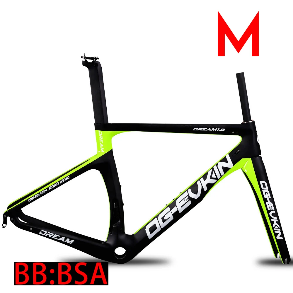 M Green BSA Matte OG-EVKIN CF-024 углеродистая рама для дорожного велосипеда Di2& Mechanical 700C Aero карбоновая рама для дорожного велосипеда велосипедная рама вилка+ подседельный штырь+ гарнитура - Цвет: M Green BSA Matte