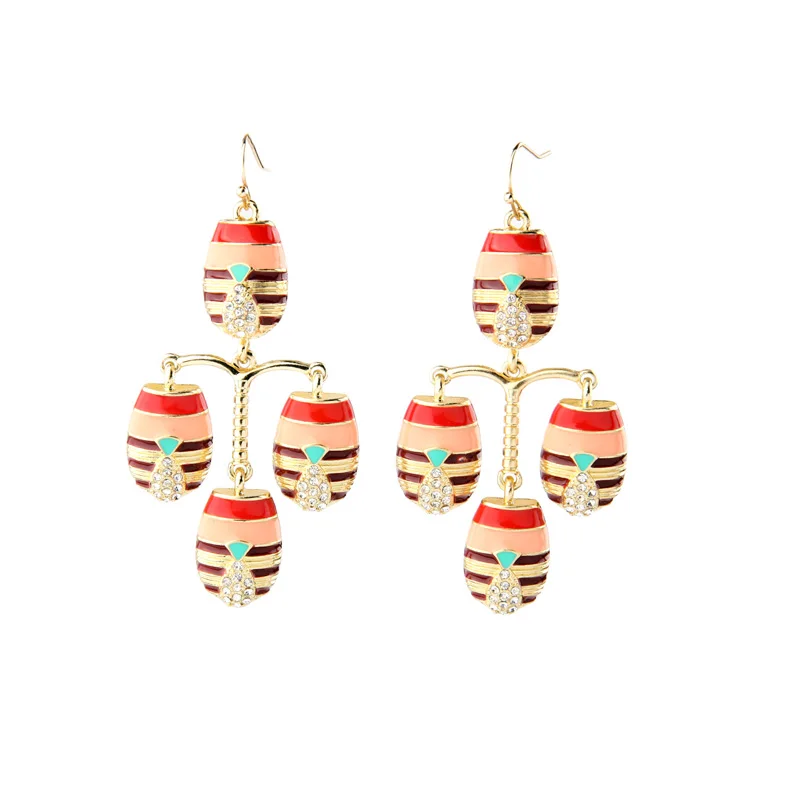 Роскошные брендовые серьги подвески с разноцветной эмалью Новое поступление в