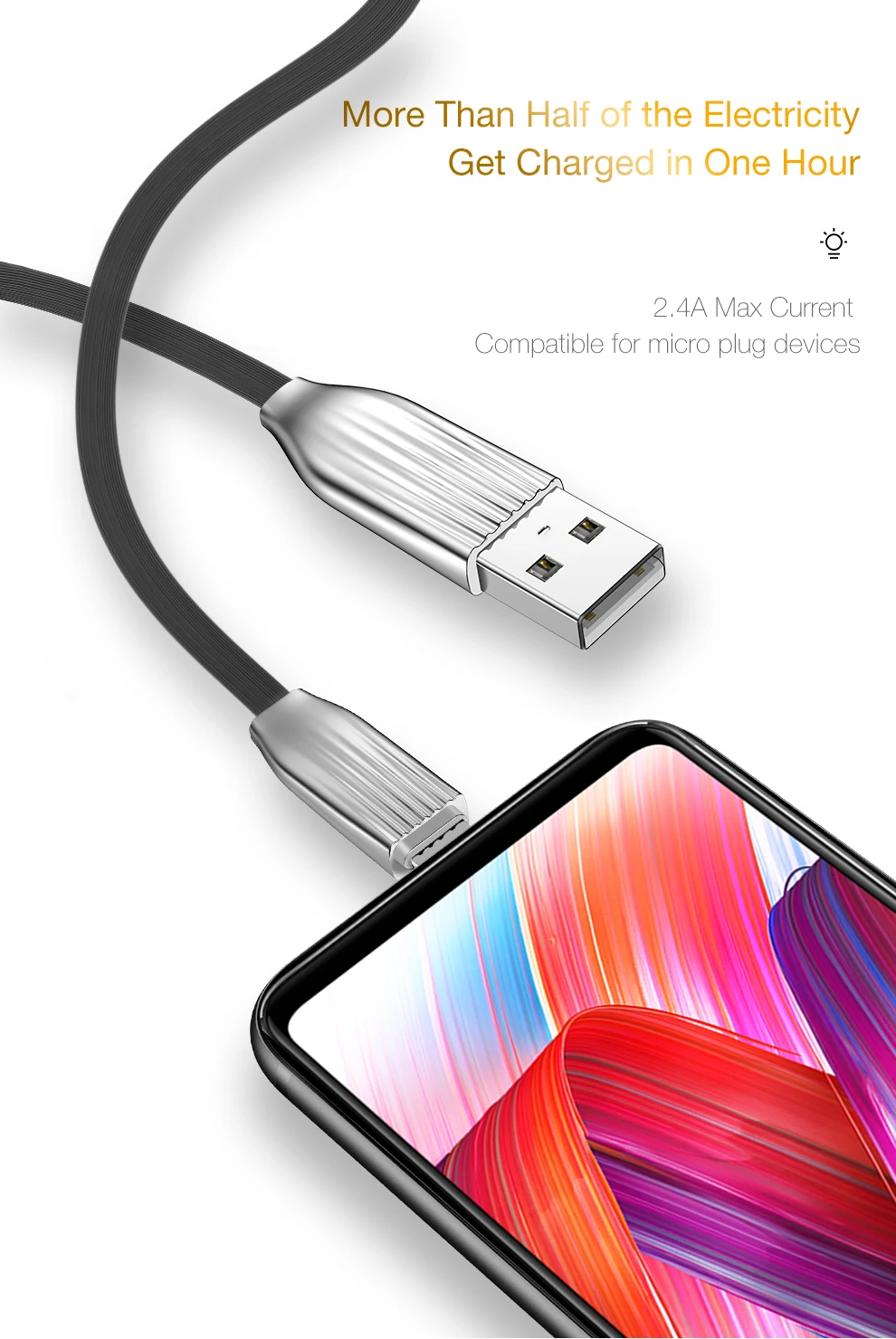 Cafele светодиодный светильник Micro USB кабель для Xiaomi Note 5/4X цинковый сплав Разъем USB Micro зарядный кабель 120 см