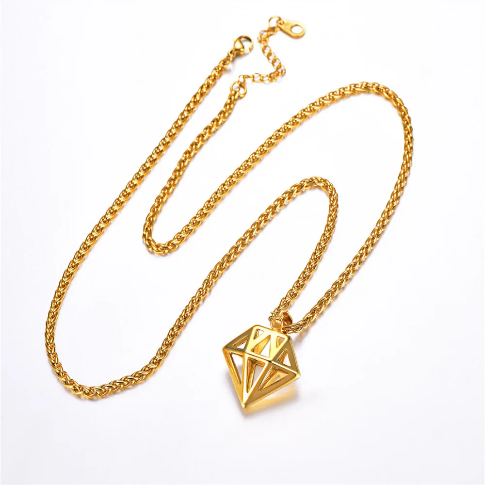 Полый трехмерный ромб подвеска ожерелье Подарки для унисекс в