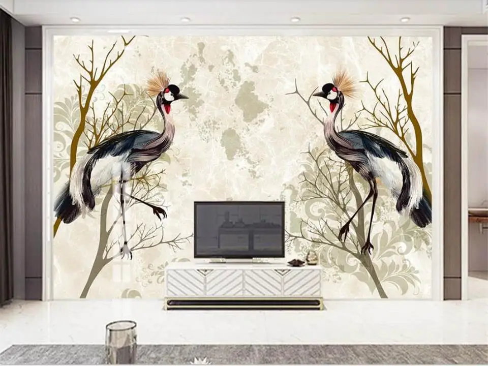 

3D-обои на заказ, фотообои с изображением птицы из микрокристаллического камня для гостиной, фоновые настенные 3D-обои для стен с диваном и ТВ