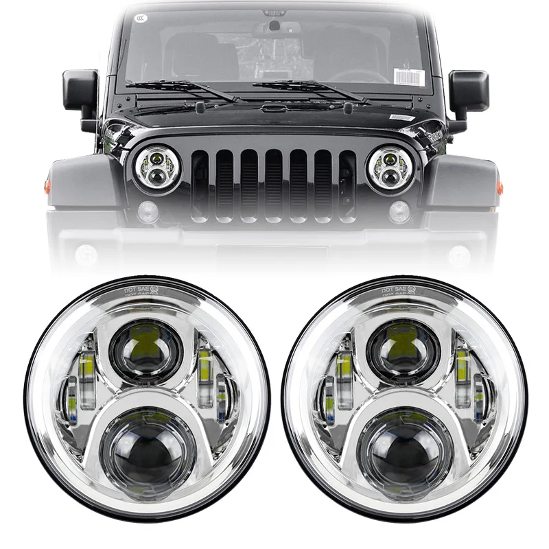 DOT SAE E9 7 &quotдюймов Хромированная фара 50 Вт ближнего и дальнего 4500LM для Jeep Wrangler