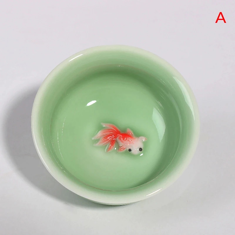 A Китайская чайная чашка фарфоровая Celadon рыба чайная чашка набор чайная посуда Керамический Китайский Чайный набор кунг-фу керамическая чашка китайский подарок - Цвет: A