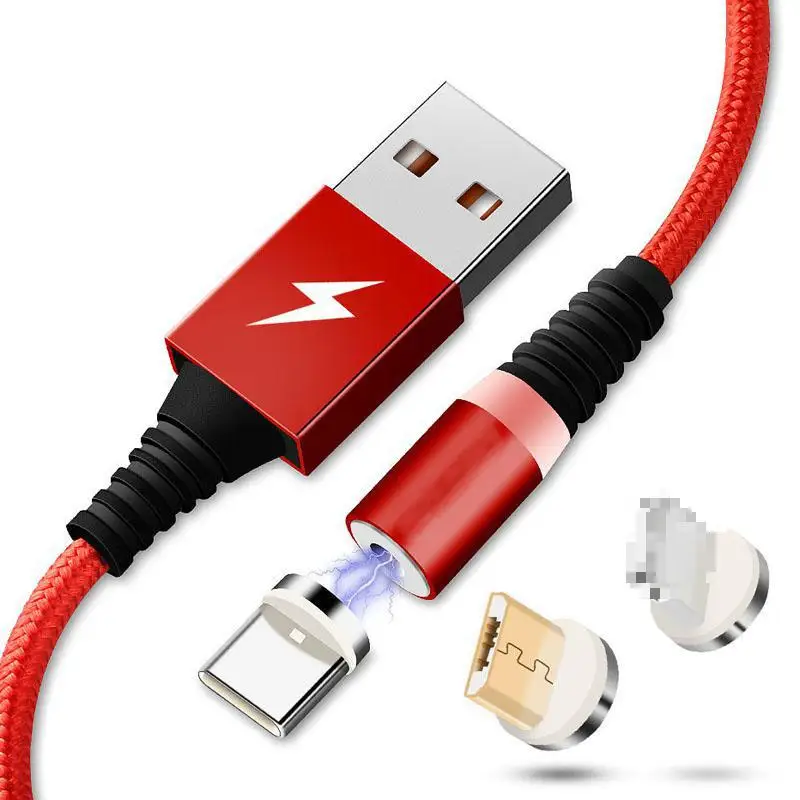 Круглый светодиодный магнитный кабель Micro Usb для передачи данных на Android зарядки