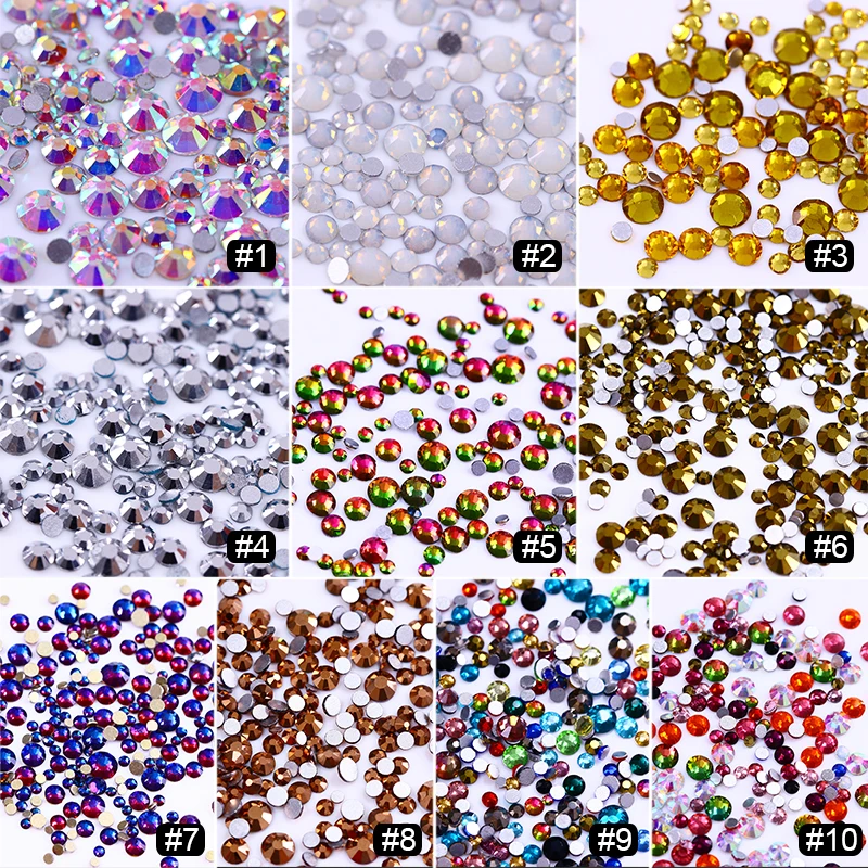 Хамелеон для ногтей 300 шт. блестящий Опаловый плоский низ разноцветные