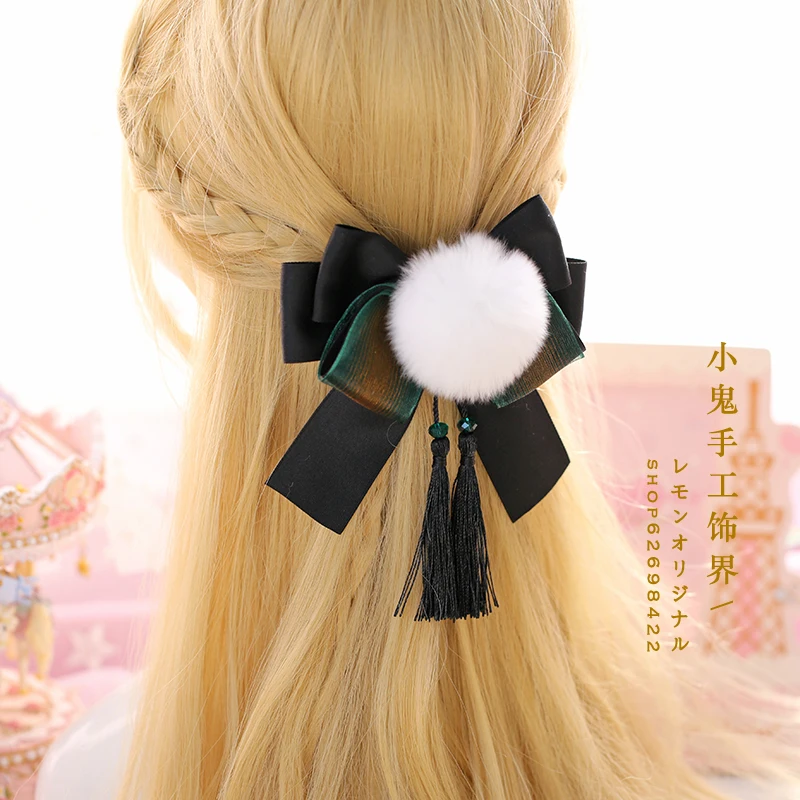 Lolita headband headdress dark retro hairpin side clip green bronzing KC | Тематическая одежда и униформа