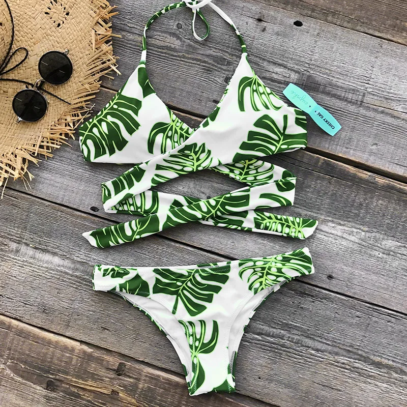 CUPSHE Refresh Leaves Крест Холтер пуш ап бикини набор для женщин 2017 Летний Пляжный