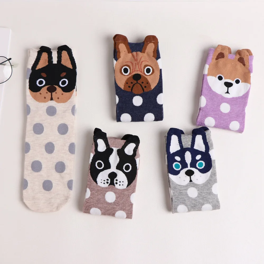

Women's socks Fashion Cartoon Socks Dog Cat Women Footprints 3D Animals Style Warm Cotton Socks Lady Floor Socks for Female
