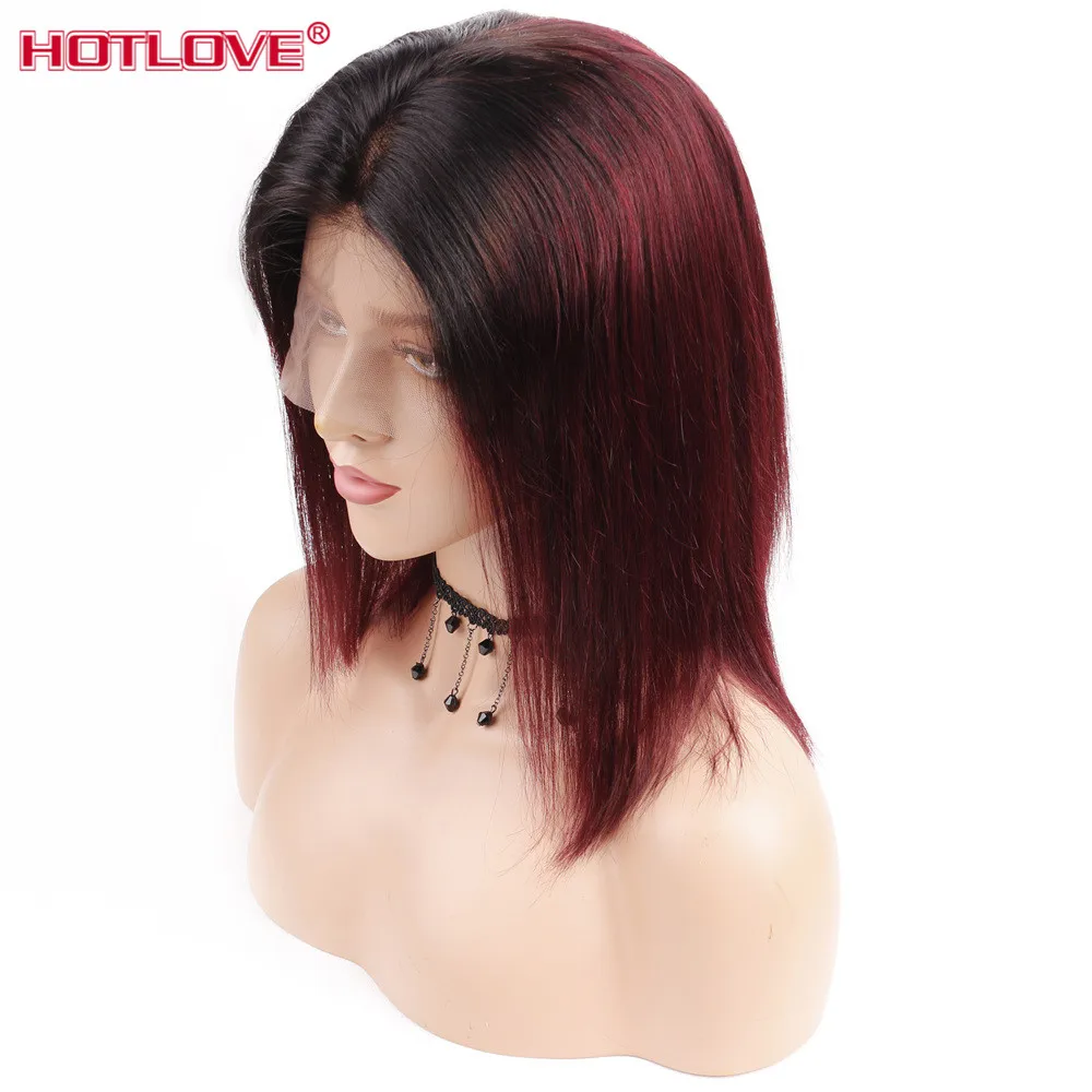 Перуанские 1B/99j человеческие парики для женщин прямые короткие Ombre BOB парик