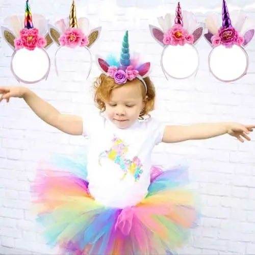 2018 Новый Одежда для детей малышей девочек Цветной головной убор-единорог