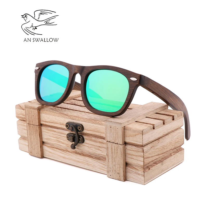 

New bamboo brown rice nailed bamboo wooden Sunglasses retro fashion trend men's Sunglasses anti-ultraviolet anti-glare Sunglasse