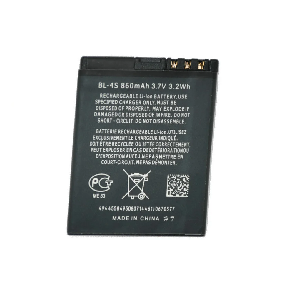 Мобильный телефон аккумулятор 860mAh BL 4S для Nokia BL4S 2680s 3600s 3602S 3710f 3711 6202c 6208c 7020 7100s 7610c