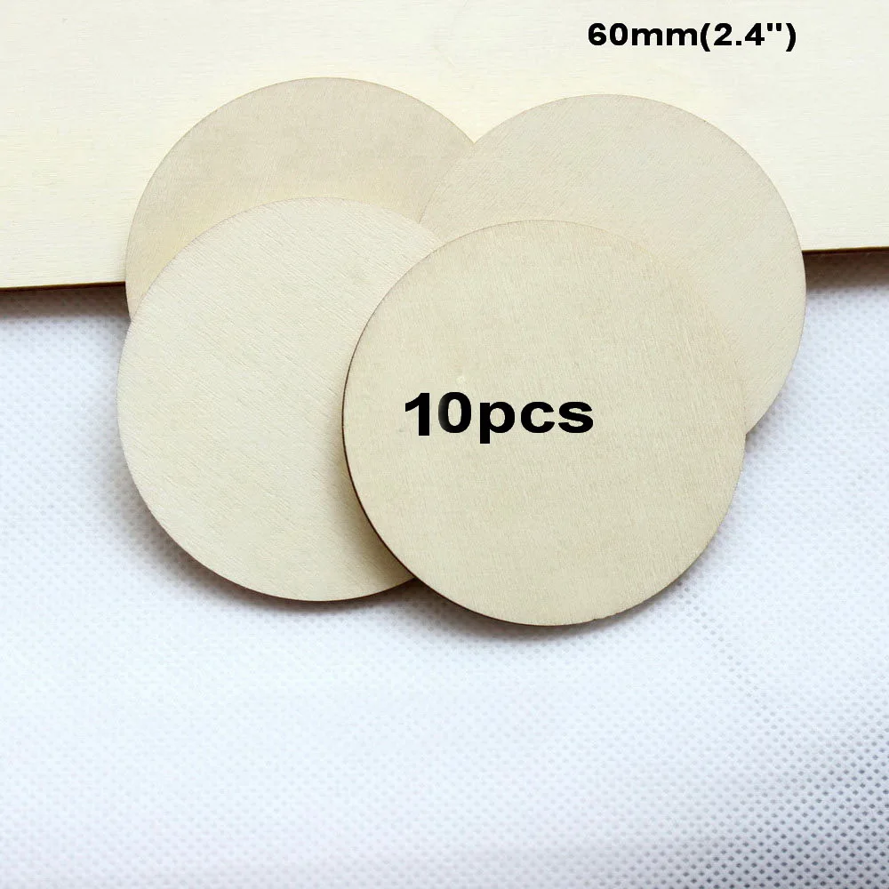 60MM-10pcs 60 мм/70 мм Пустой круг круглый большой деревянный(без штифта) диски ремесла краски Декор деревянный круг DIY-CT1074C/D - Окраска металла: 60MM-10pcs