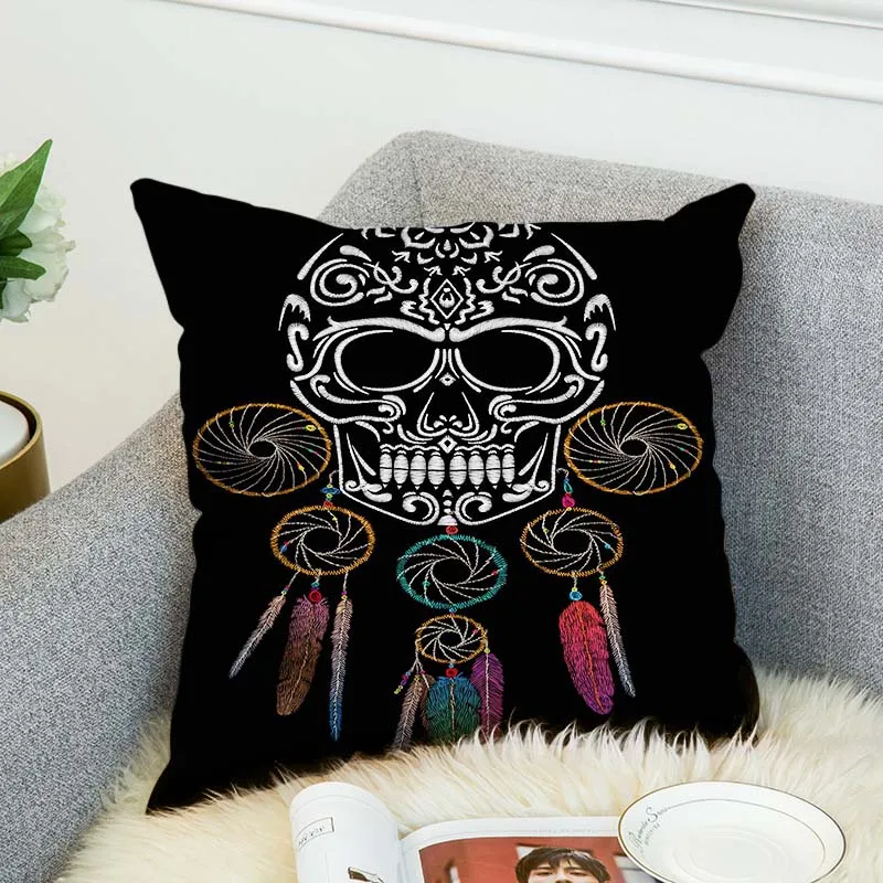 Стильная двухсторонняя наволочка с цифровым 3D-принтом в виде черепа