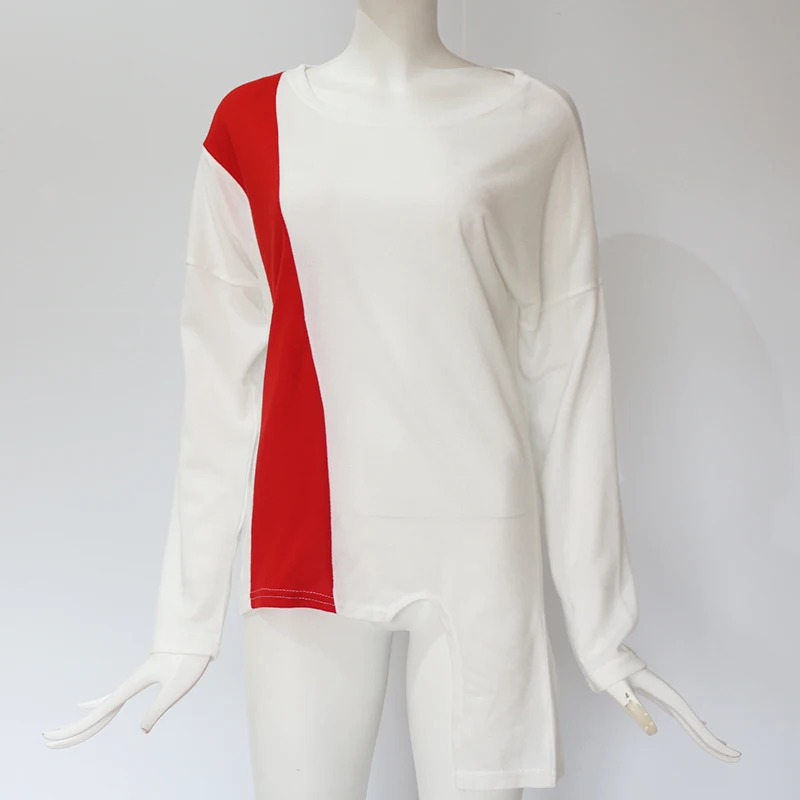 Весенняя женская блуза с длинным рукавом 2019 повседневная цветная Лоскутная