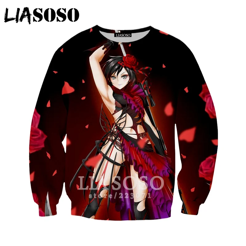 20 LIASOSO Осень Новые мужские и женские модные толстовки 3D принт Аниме RWBY Толстовка длинный рукав хип хоп Harajuku пуловер B012-19 - Цвет: 20