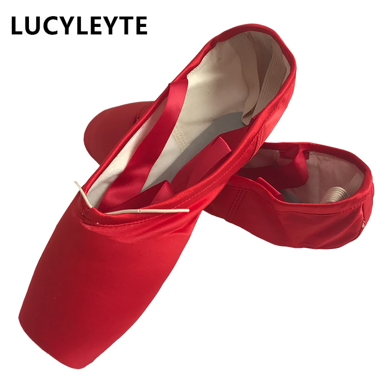 LUCYLEYTE/Детская и взрослая балетная обувь для танцев с пуантами; 6 цветов; профессиональная обувь для танцев с пуантами; цвет красный, фиолетовый, синий, черный