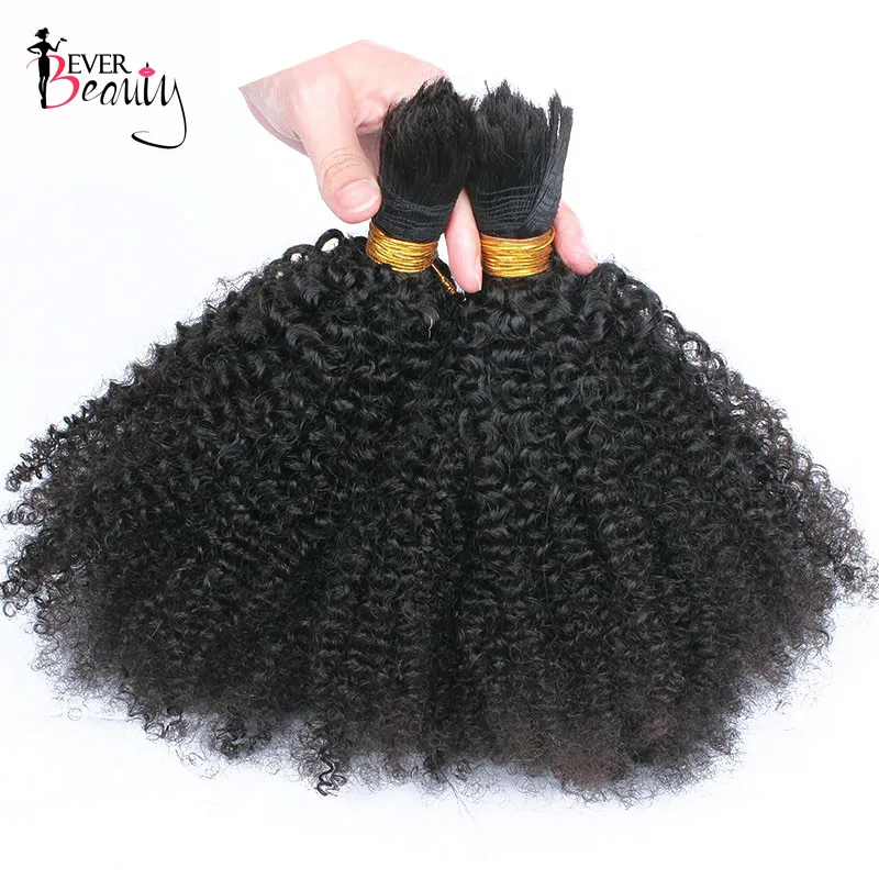 Human Braiding Hair Bulk No Weft Mongolian Afro Kinky Curly Bulk Hair For Braiding Remy Hair 3Pcs/Lot Crochet Braids Ever Beauty
