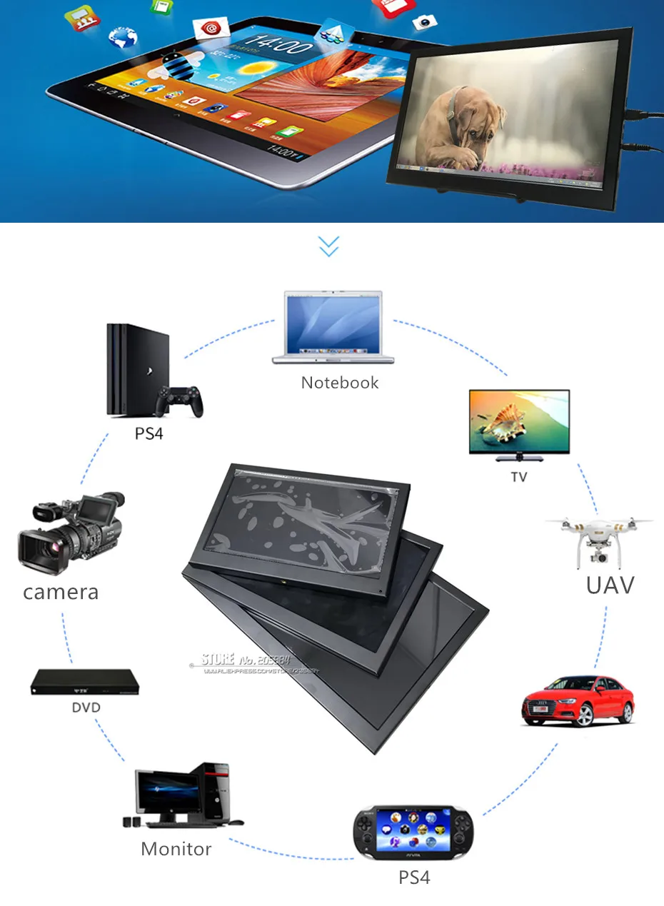 11," /13,3"/15," портативный компьютерный монитор PC 1920x1080 HDMI