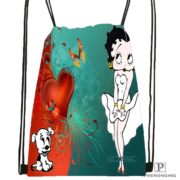 Drawstring Backpack Изготовленная на заказ Betty Boop походная сумка на шнурке для мужчин и женщин милый рюкзак для детей(черная спинка) 31x40 см#180531-01-44 - Цвет: Drawstring Backpack