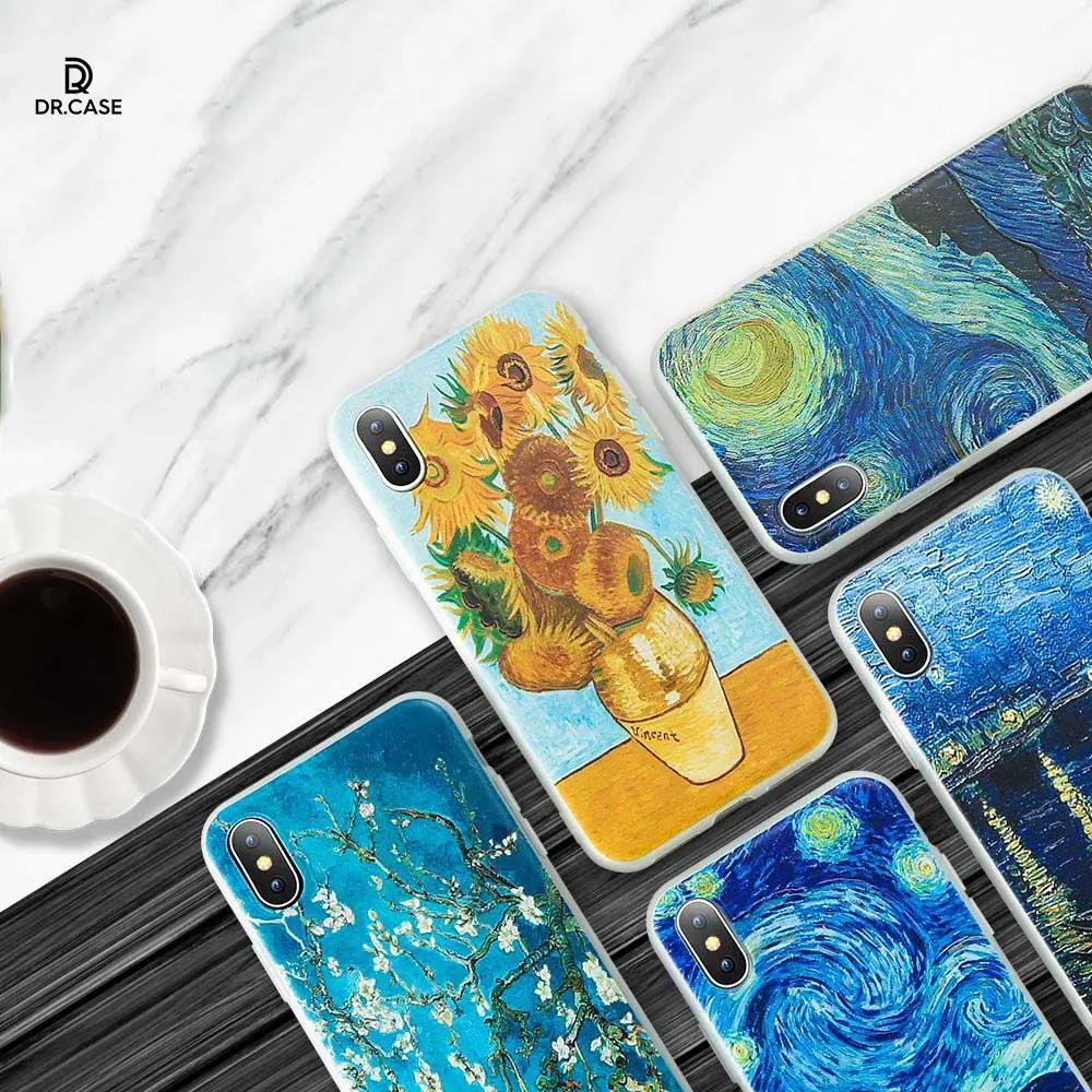 DR. Чехол для масляной живописи Чехлы iPhone X XS XR MAX 6 S 7 8 Plus Van Gogh Звездная ночь