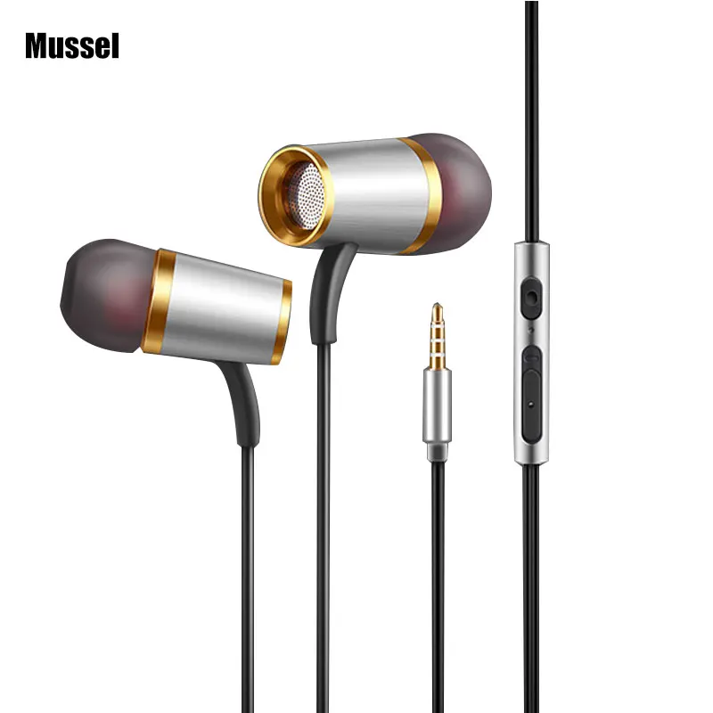 Мидии HD Hi-Fi Special Edition Позолоченные Корпус музыку гарнитура бас провода