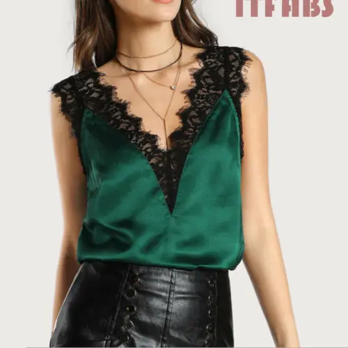 Женский Шелковый Атласный топ без рукавов на бретелях бретелей S-XL лето 2019 |