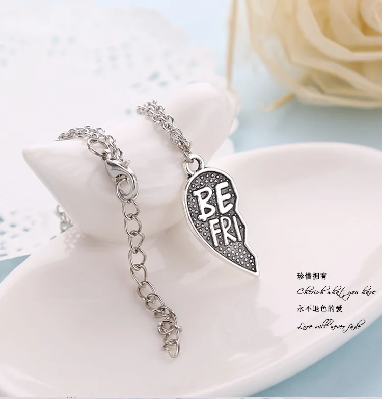 Лидер продаж 2 шт./компл. серебро сердце дружбы ожерелье bff Лучшие Друзья Навсегда