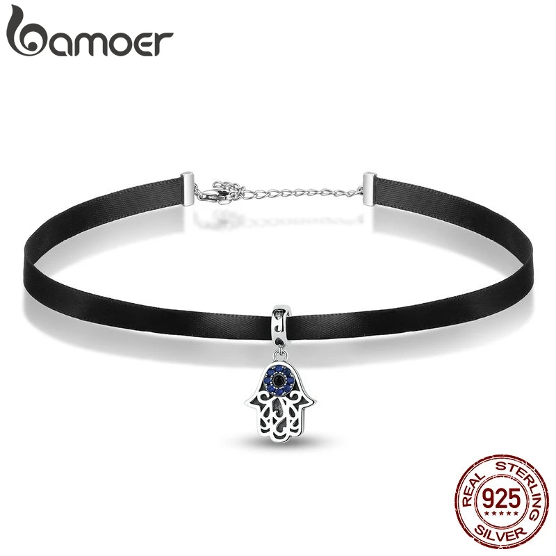 BAMOER, новая мода, 925 пробы, серебряный, синий, злой глаз, подвеска, колье, ожерелье, женское ожерелье, s& Кулоны, Ювелирные изделия SCA011+ SCC085