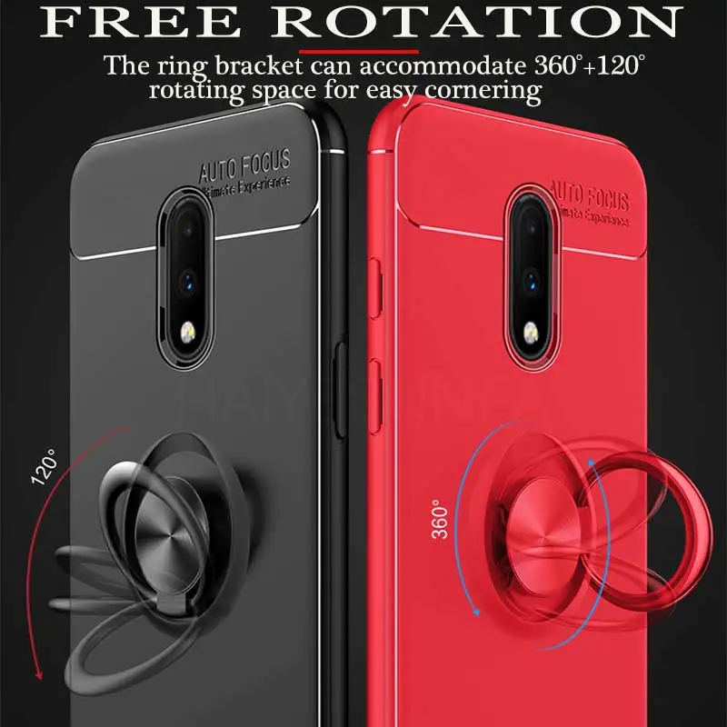 Luxury Shockproof Magnetic Bumper Case On The For Oneplus 7 Pro Cover 6 6T Soft Silicone Car Ring |