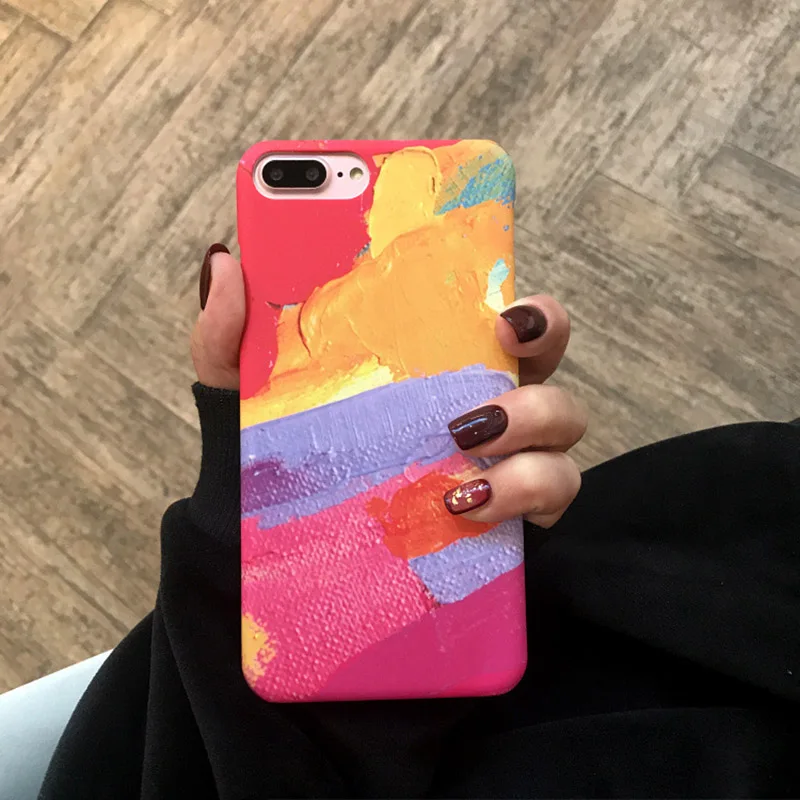 Чехол для iPhone 6 S 7 8 X случаях акварельной живописи Жесткий PC матовый Capinha Coque 6S Plus |
