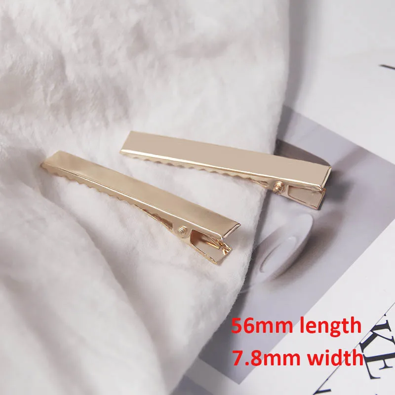 56mm 20 шт металлический Аллигатор шпилька Золотая основа заколки для волос 41/46/56 мм Заколку Для пустая заготовка выводов Сделано в Китае для бижутерии, материал для рукоделия - Цвет: 56mm