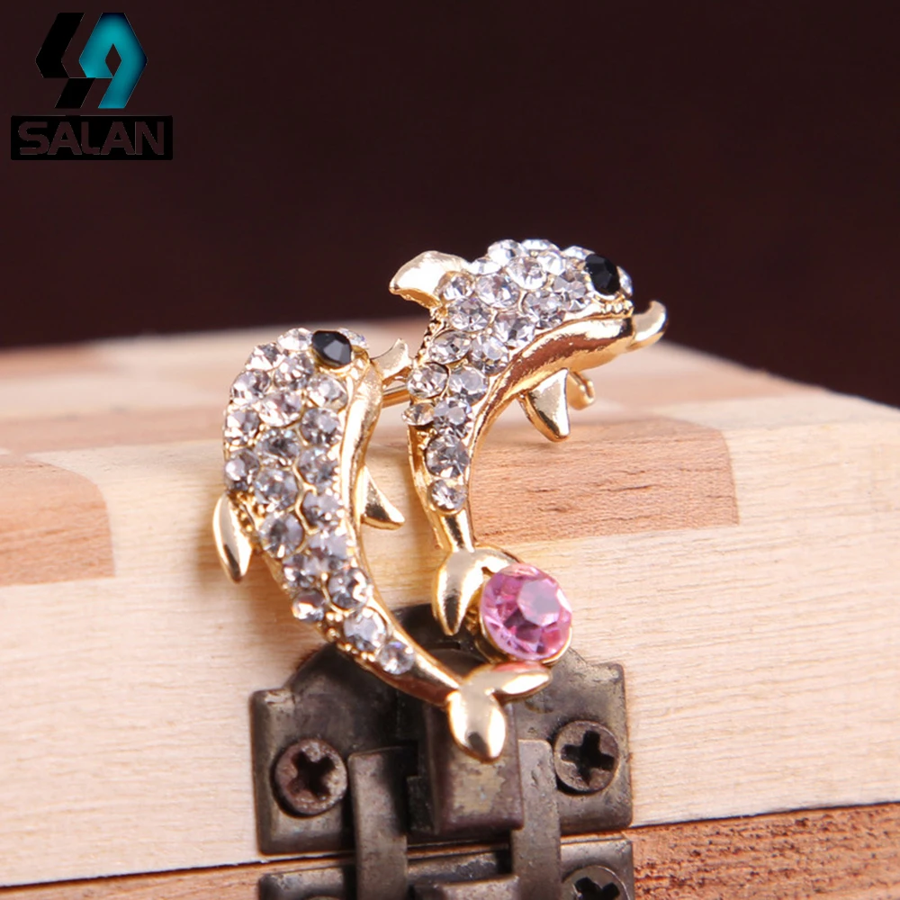 New exquisite diamond cute little dolphin collar flower collar collar horse needle buckle men and women brooch