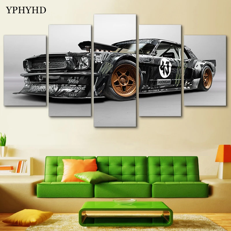YPHYHD Современный домашний декор 5 шт. Ford Mustang машина RTR холст художественный Принт плакат фоторамки модульные настенные картины искусство