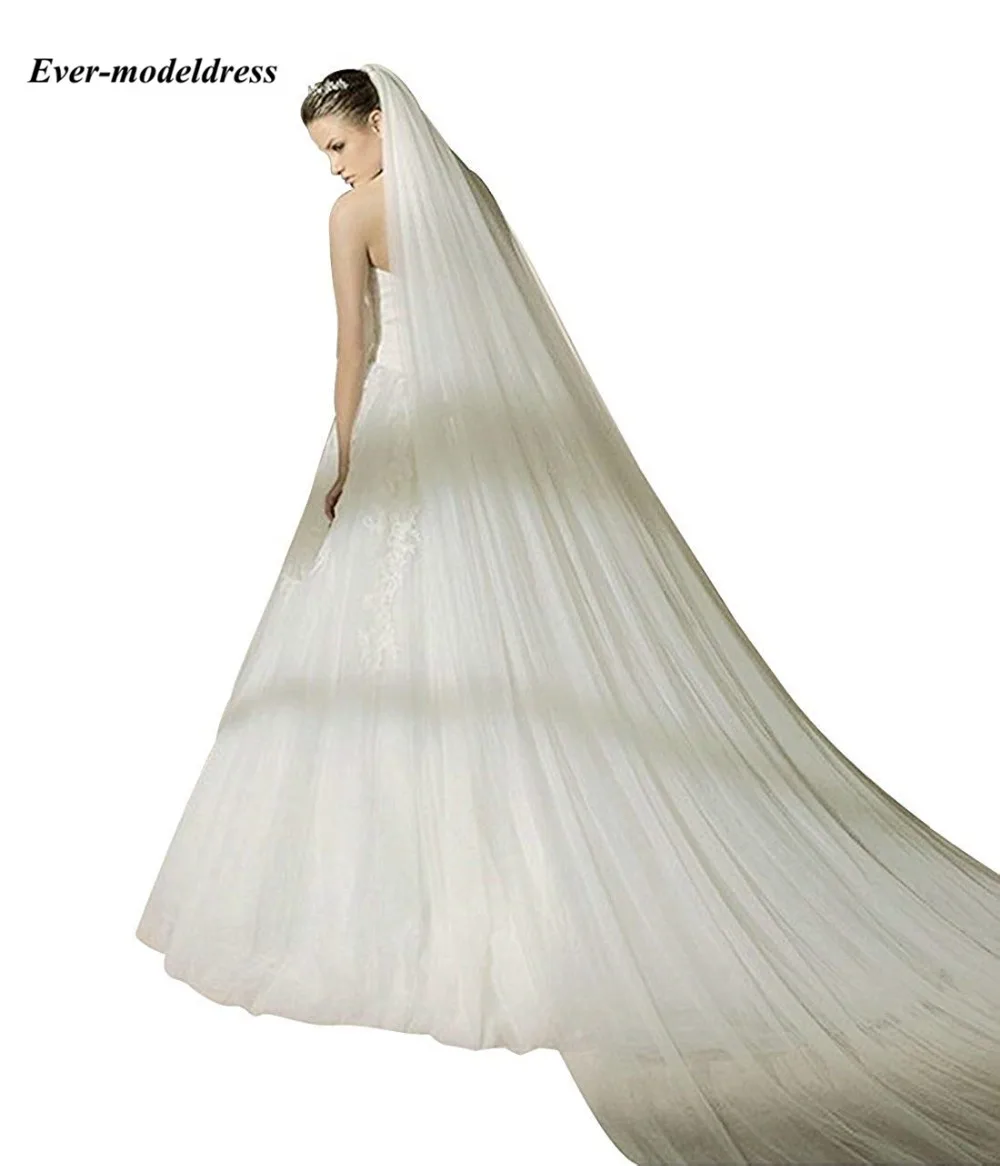 Ever-modeldress,, Длинная фата невесты с гребнем, длина 3M, 2 слоя, белая/цвета слоновой кости, свадебная вуаль, свадебные аксессуары