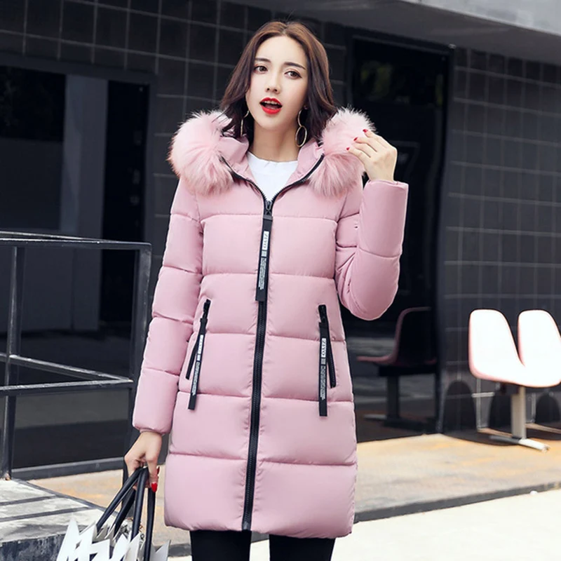 Зимняя женская куртка 2017 г. средней длины уплотненная теплая пуховая парка с