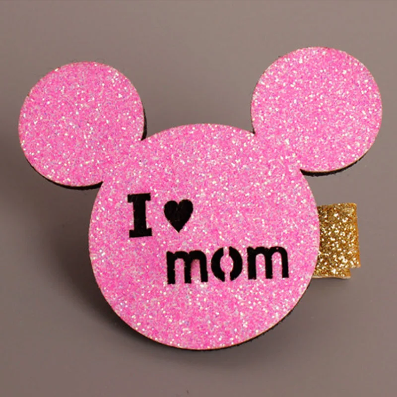 Заколка для волос I Love Mom фетровая заколка с розовыми блестками в форме животных