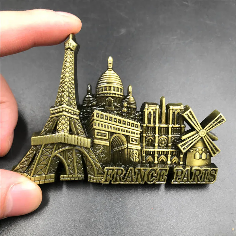 French panoramic 4 Металлическая 3D стерео наклейка на холодильник премиум класса, магнит на холодильник, туристический сувенир, сувенир, сувениры, украшение для дома и кухни - Цвет: French panoramic 4