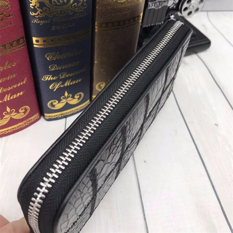 Длинный кошелек из натуральной кожи аллигатора мужской с отделением для карт и