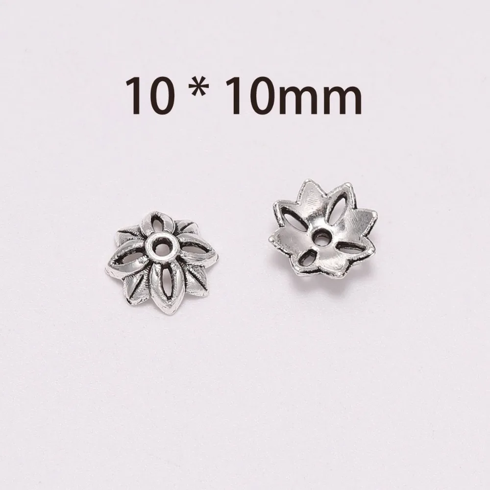 

20pcs/Lot 10mm 8 Petals Hollow Out Flower Loose Sparer Apart Torus End Bead Caps For DIY Jewelry Making Findings