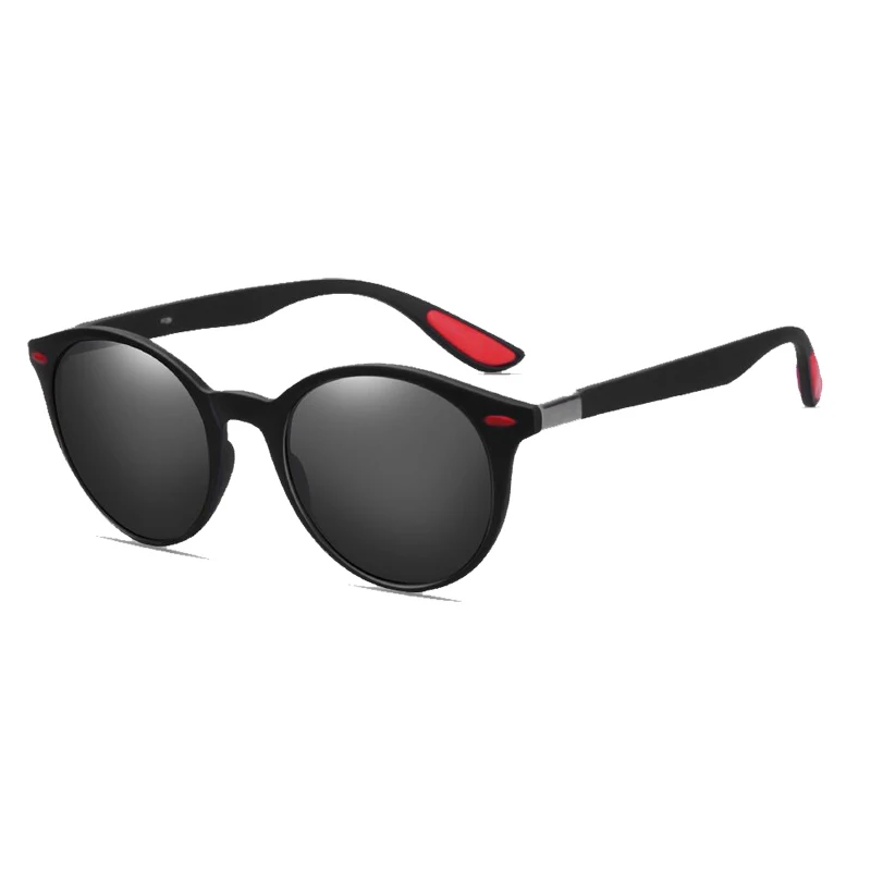 black red grey Longkeperer Лидер продаж класс поляризованные солнцезащитные очки мужские водительские очки Мужские Винтажные Солнцезащитные очки для женщин круглые Oculos de sol UV400 - Цвет линз: black red grey