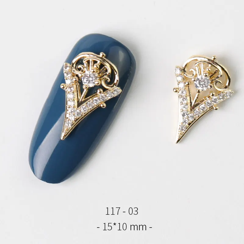 117-03 Новинка, 2 штуки, сплав, циркон, украшение для ногтей, роскошные циркониевые стразы, кисточка/Сердце/крыло, украшения для ногтей, высокое качество, длинные ногти - Цвет: 117-03