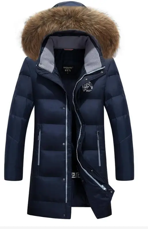 Мужская длинная куртка с мехом енота и удобрений зимняя утепленная Размер 7XL