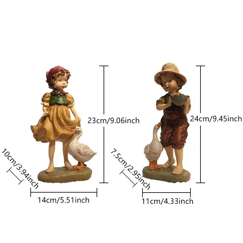 Boy and Girl Садовое украшение для улицы, украшение для девочки и мальчика, скульптура, садовый художественный персонаж из смолы, фигурка животного, вилла, дом, декор для двора - Цвет: Boy and Girl