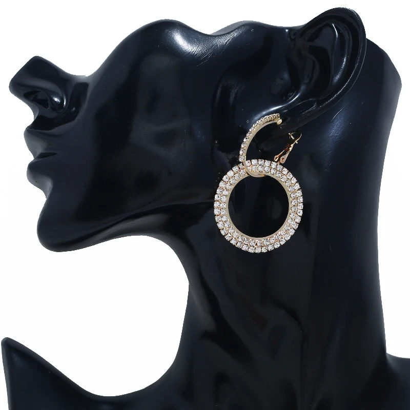 L & H модные серьги в богемном стиле с двойным круговым кольцом массивные со