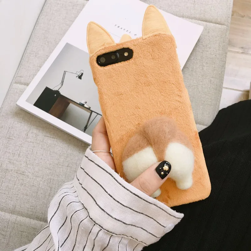 Ainike теплый мягкий пушистый задний Чехол для iPhone X 6s Plus 7Plus 8 8Plus XR XS Max 3D Собака Щенок