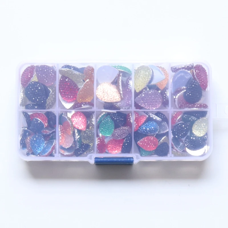 

10*14MM/13*18MM 250Pcs/Set Mix Colors Water Drop Shape Flat Back Resin Acrylic Jewellery Finding Jewelry Bead