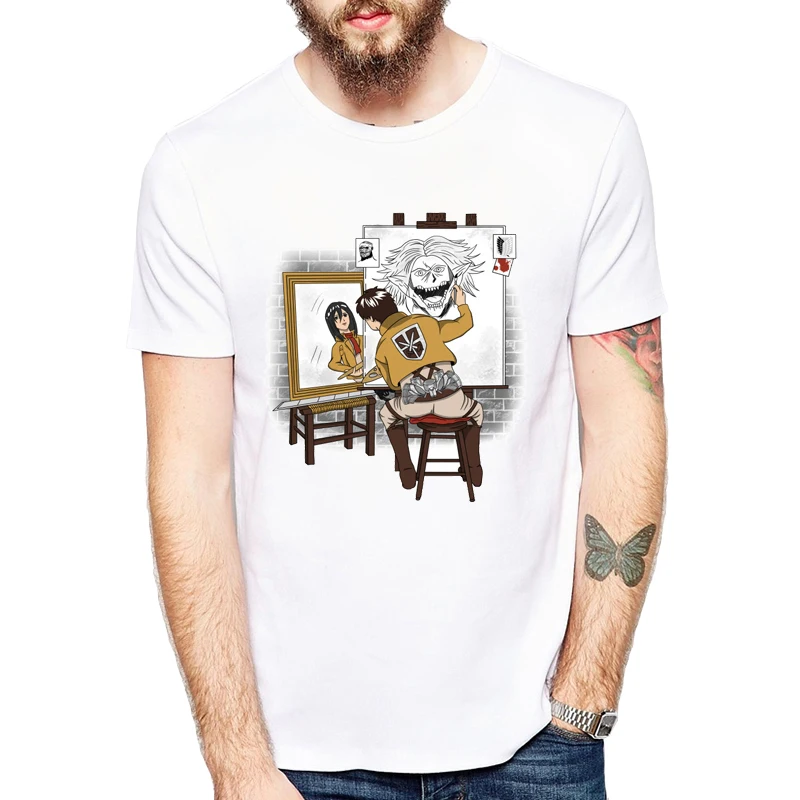 Attack On Titan t shirt men fashion boy Printed t-shirt Young tee white tshirt Funny design | Мужская одежда
