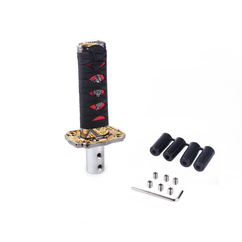 Black100 10cm Universal Katana Samurai Sword Gear Shift Knob Warrior Series Manual Stick Shift Knob with 4 Adapters Fits Most Vehicles - Название цвета: Black100