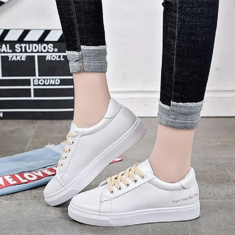 

Marlisasa Zapatos De Mujer Women Sweet Comfortable Anti Skid White Pu Leather Shoes Lady Cool Shoes Female Lace Up Shoes F2412